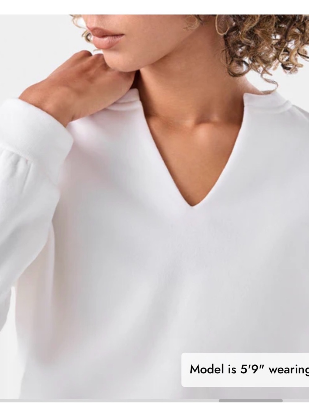 TAVI Women’s White V-Notch Pullover Sweatshirt - Picture 3 of 10